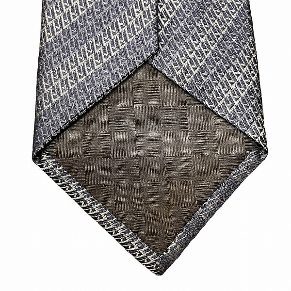 ルイヴィトン ストライプ シルク ネイビー×グレー ネクタイ メンズ 【中古】