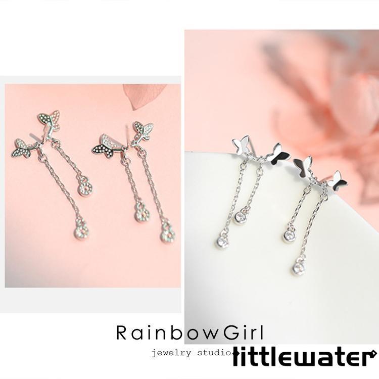 フックピアス レディース 蝶々 2連 可愛い チェーン 揺れる 特別 オシャレ カジュアル シルバー ゴールド 誕生日プレゼント お祝い 母の日ギフト