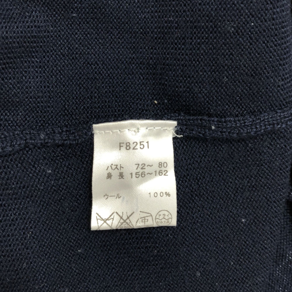 ウール アーガイル柄 長袖 ニット ワンピース 8 ネイビー系 レディース