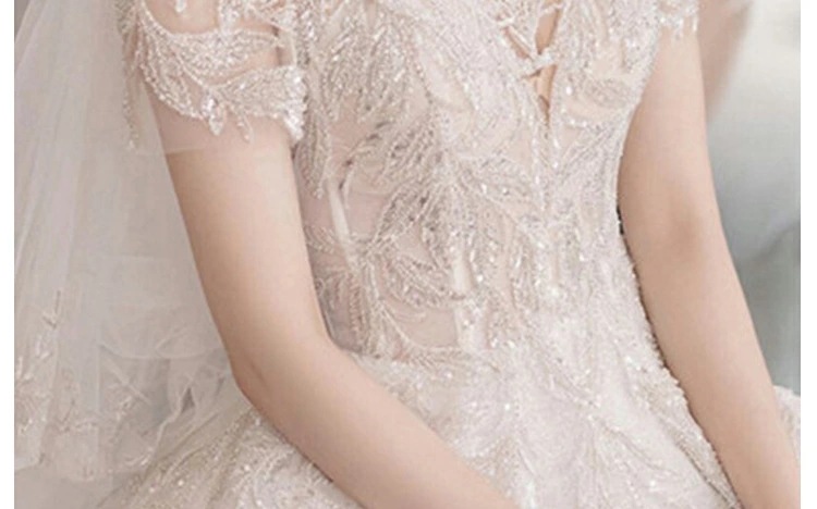 爆裂超特価 ウェディングドレス 袖あり ハイネック 透かし彫り セクシー セクシー 花嫁ドレス 白 ロングドレス スパンコール キラキラ キレイめ 結婚式ドレス ホワイトドレス ブライダルドレス 海外