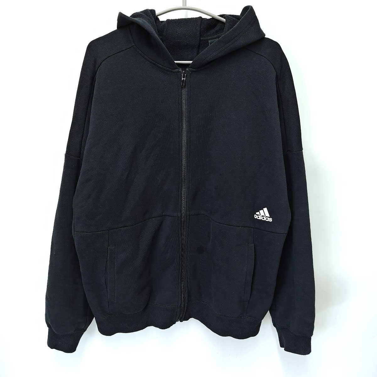 【中古】[上下セット] アディダス スウェット パーカー 長袖 裏起毛 裏フリース Must Haves Word GE0384 パンツ GE0354 M ブラック メンズ ADIDAS