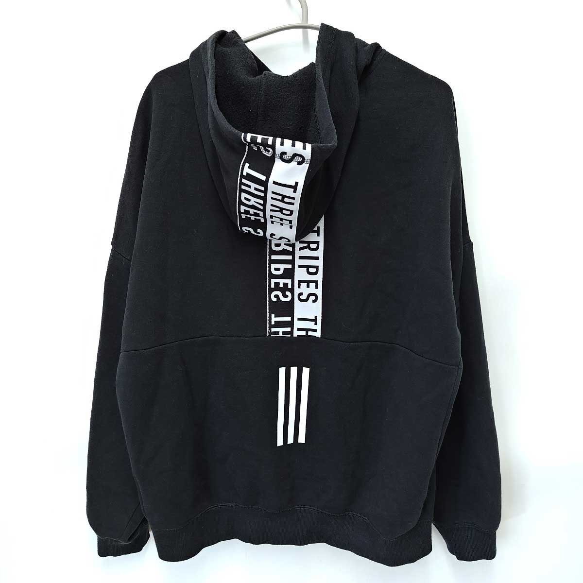 【中古】[上下セット] アディダス スウェット パーカー 長袖 裏起毛 裏フリース Must Haves Word GE0384 パンツ GE0354 M ブラック メンズ ADIDAS