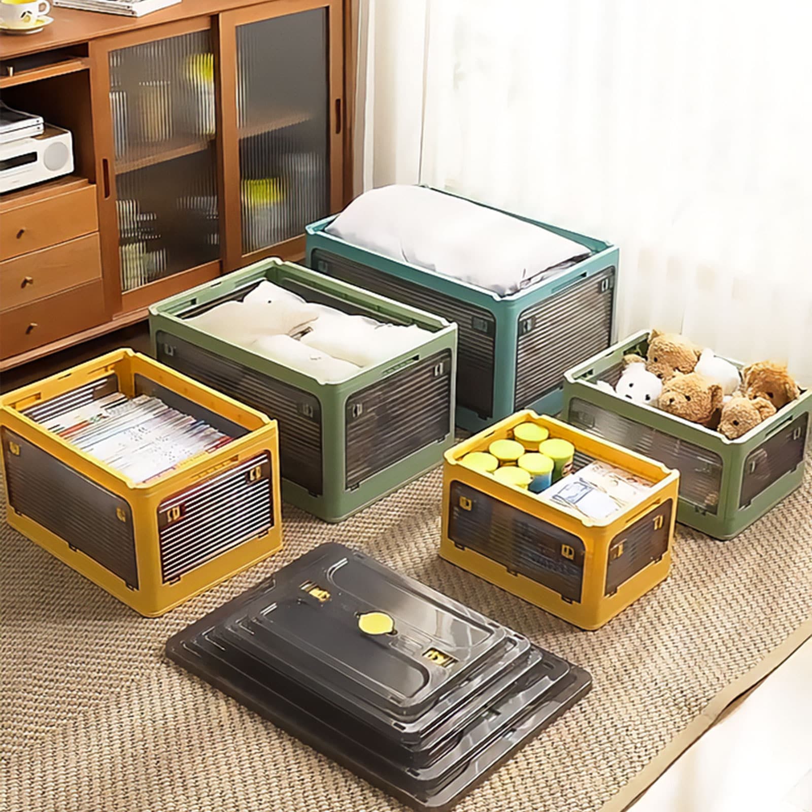 折りたたみ 収納ボックス Mサイズ 3個セット 大容量 積み重ね フタ付き おしゃれ 5面から取り出し可能 折りたたみ 収納ボックス Mサイズ 3個セット 大容量 積み重ね フタ付き おしゃれ 5面から取り出し可能