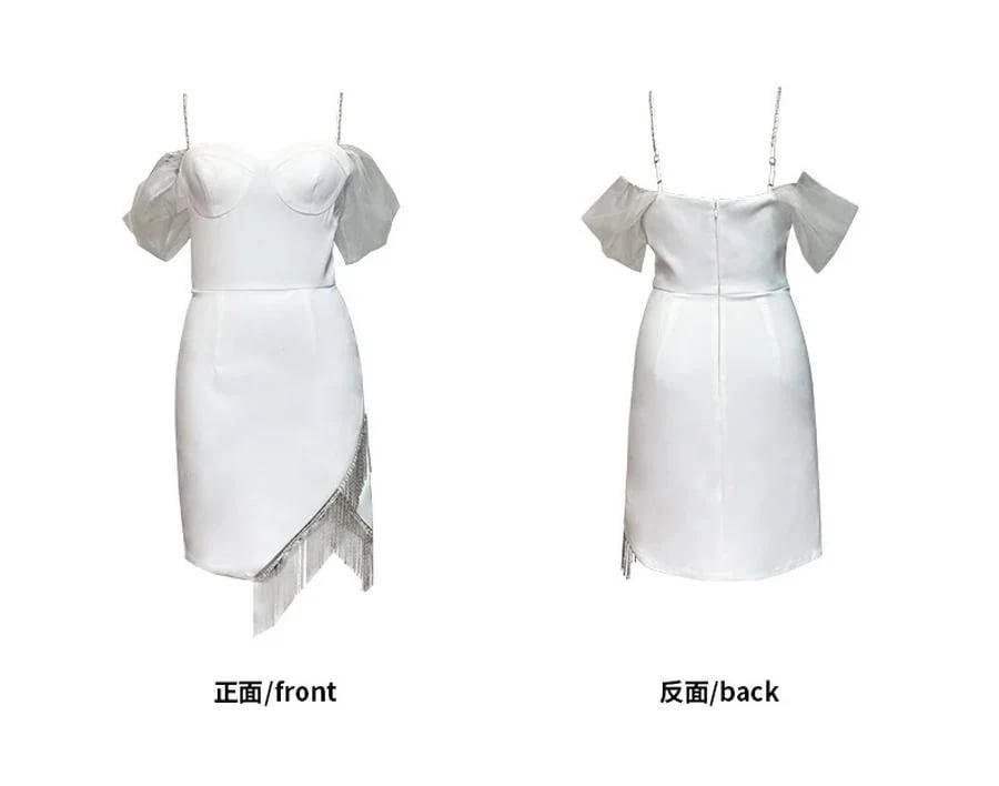 キャミワンピース オフショルダー サスペンダー ラップチェスト イレギュラー フォーマル パーティードレス 同窓会 結婚式 披露宴 卒業式 演奏会 二次会 発表会