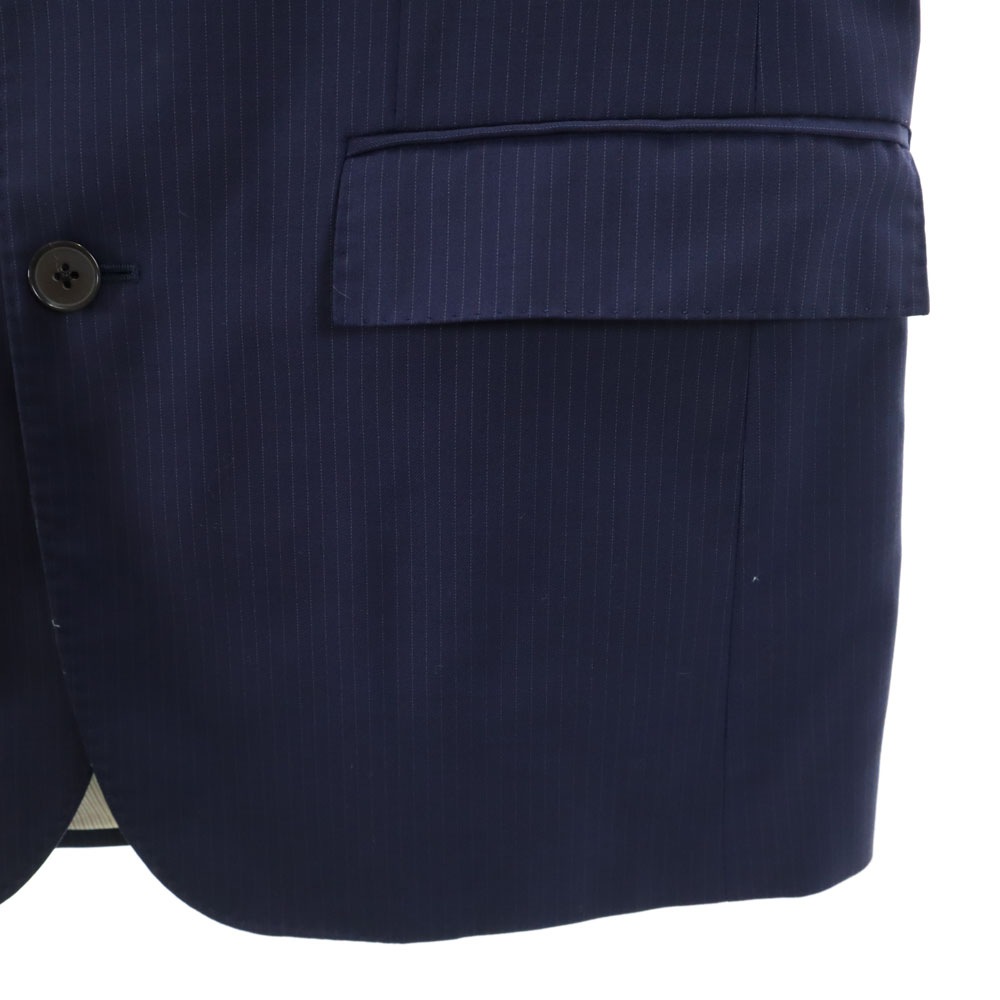 ストライプ柄 テーラードジャケット 36S ネイビー メンズ 古着 ストライプ柄 テーラードジャケット 36S ネイビー メンズ 古着