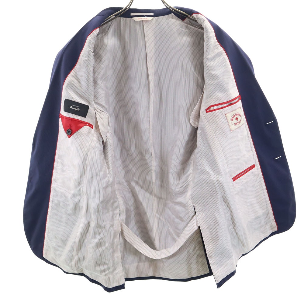 ストライプ柄 テーラードジャケット 36S ネイビー メンズ 古着 ストライプ柄 テーラードジャケット 36S ネイビー メンズ 古着