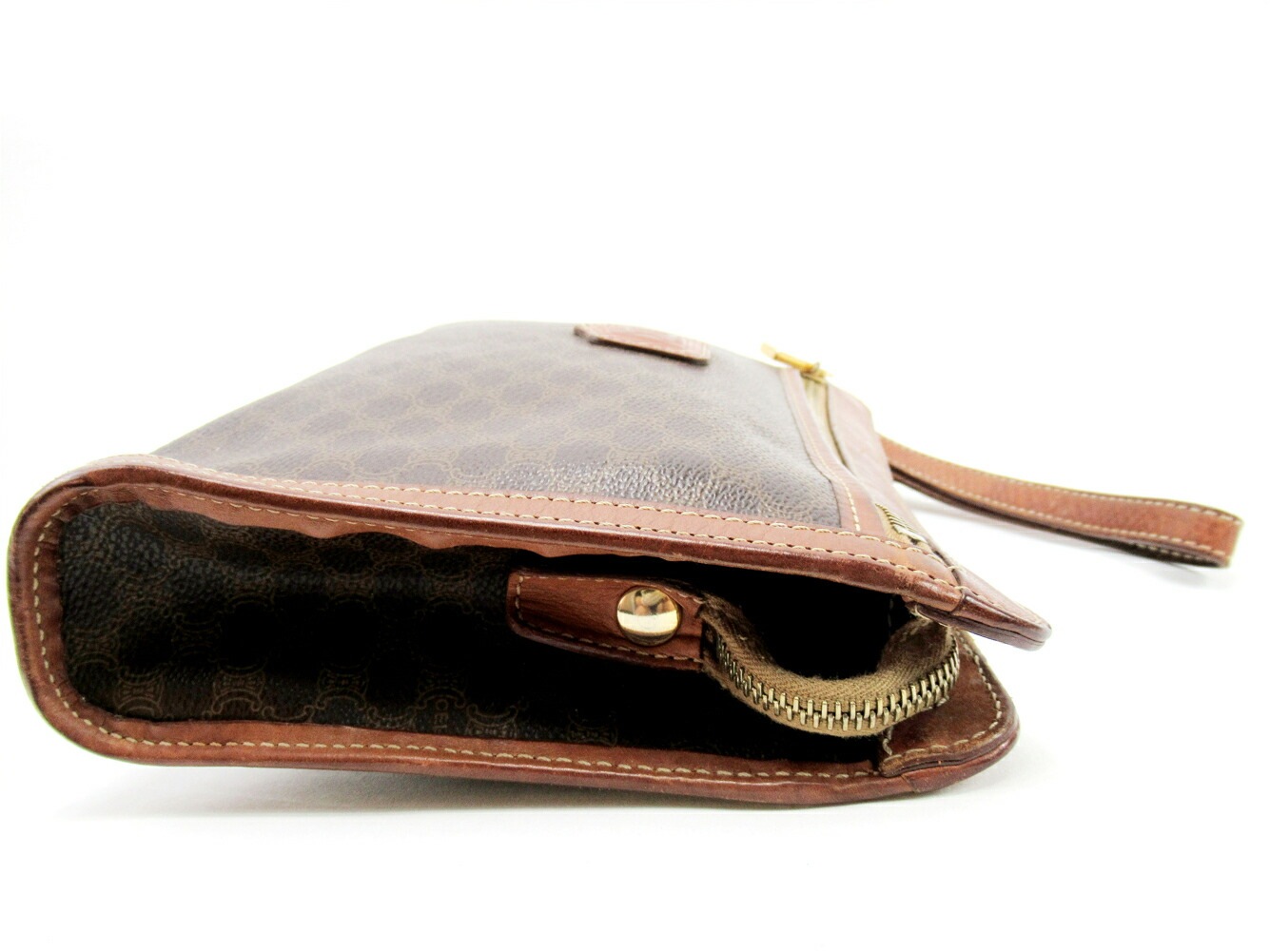 クラッチバッグ セカンドバッグ マカダム ブラウン 中古