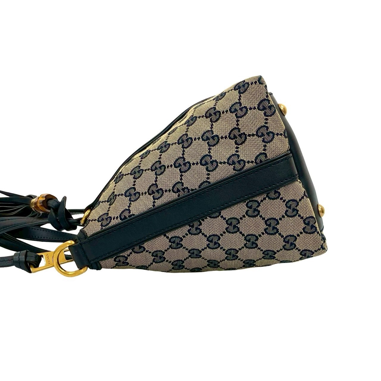 シェリーライン GG ロゴ 柄ハンドバッグ キャンバス レザー ネイビー 03971