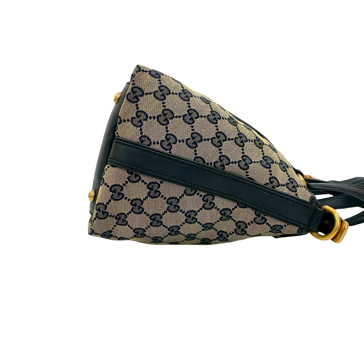 シェリーライン GG ロゴ 柄ハンドバッグ キャンバス レザー ネイビー 03971