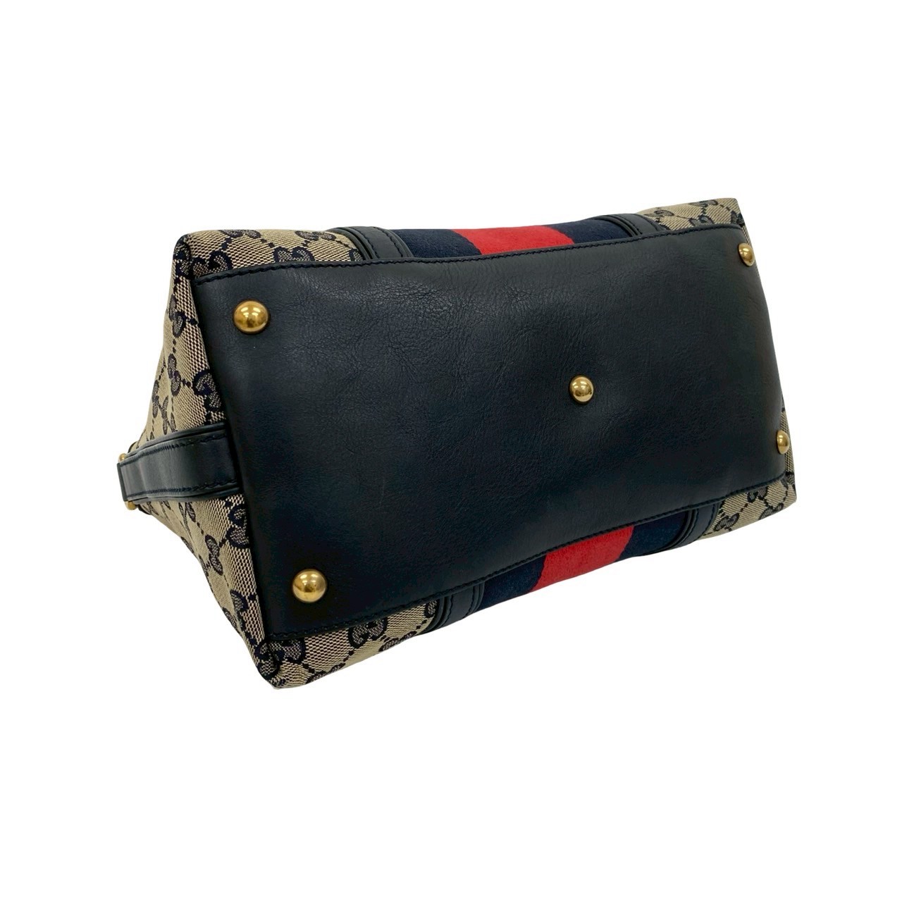 シェリーライン GG ロゴ 柄ハンドバッグ キャンバス レザー ネイビー 03971