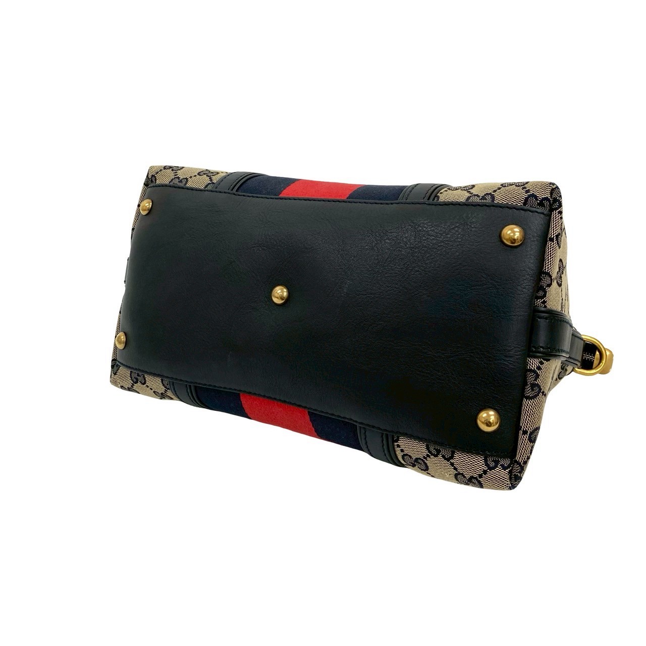 シェリーライン GG ロゴ 柄ハンドバッグ キャンバス レザー ネイビー 03971