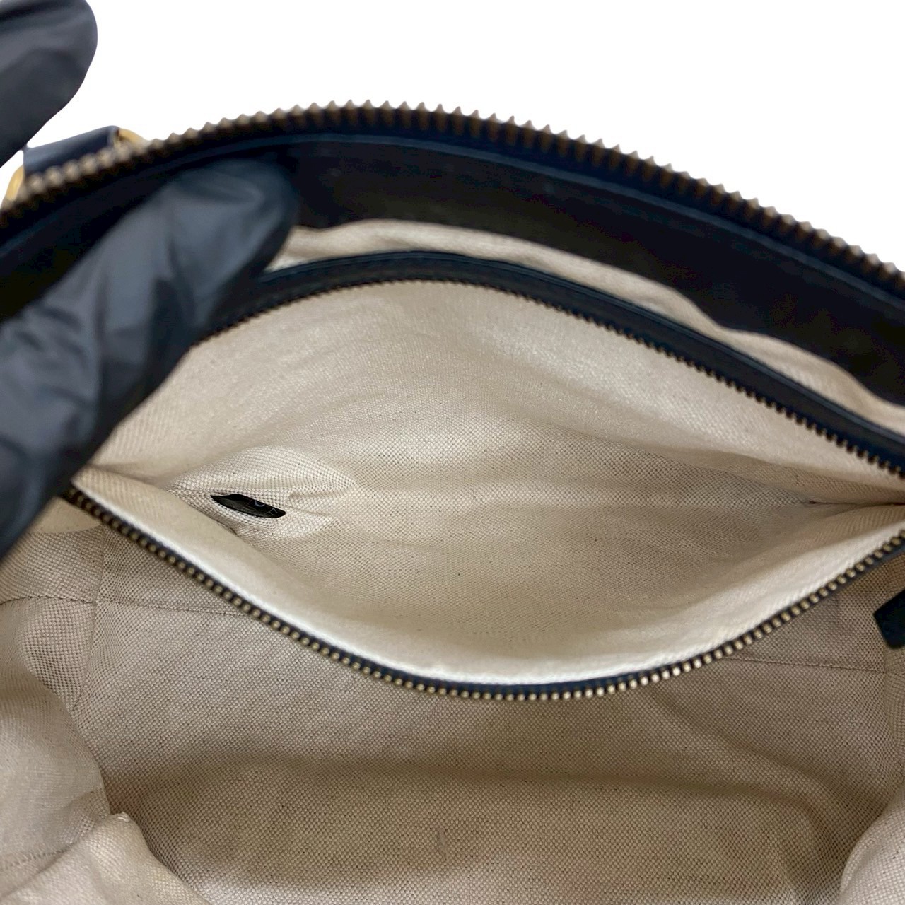 シェリーライン GG ロゴ 柄ハンドバッグ キャンバス レザー ネイビー 03971