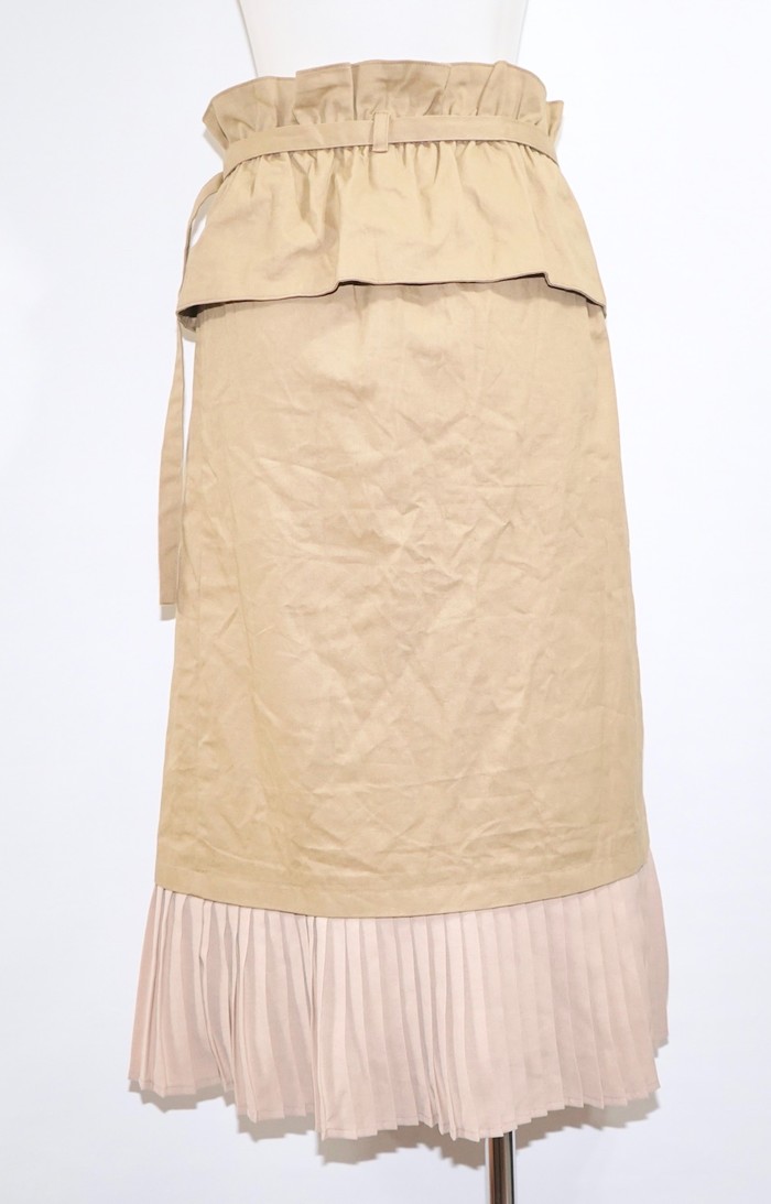 Pleats Switching Chino Long Skirt *with Belt (beige) A,D,G レディース ボトムス