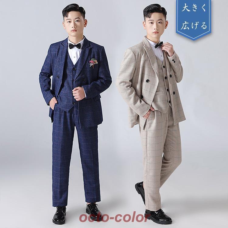 【ROSEBLINK】新品 チェック 卒業式 七五三 大きいサイズ 男の子 スーツ フォーマルスーツ グレー 男の子 b体 ストライプ スーツ 男の子 b体 卒業式 スーツ フォーマル スー