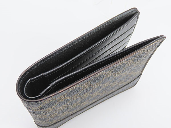 超美品セリーヌヴィンテージマカダムトリオンフ二つ折り札入れ財布コンパクト財布カードケースブラックブラウン