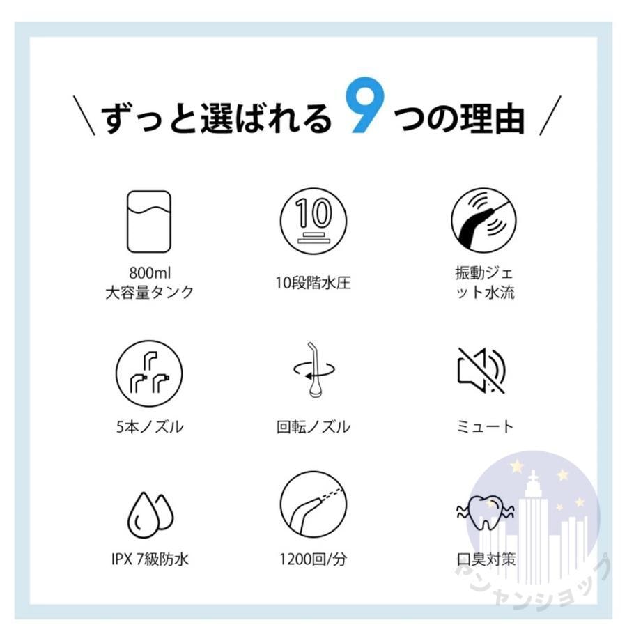 口腔洗浄器 歯垢除去 口腔洗浄機 ジェットウォッシャー オーラルケア 口内洗浄機 歯周ポケット 歯間 家庭用 800ml大容量 取り付け動画 防水防滴