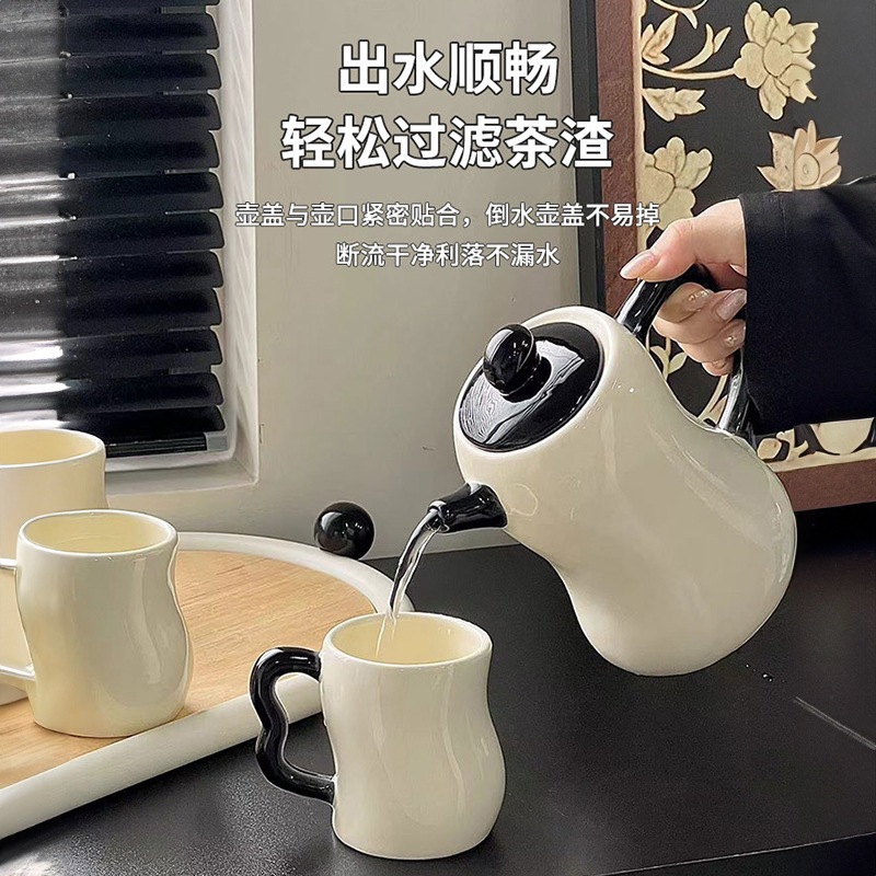 クリーム風陶磁器水具ミルクフーフー遷移プレゼント小人数高級感創意陶磁器カップポットセット クリーム風陶磁器水具ミルクフーフー遷移プレゼント小人数高級感創意陶磁器カップポットセット