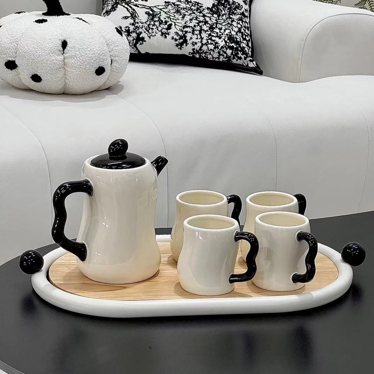 クリーム風陶磁器水具ミルクフーフー遷移プレゼント小人数高級感創意陶磁器カップポットセット クリーム風陶磁器水具ミルクフーフー遷移プレゼント小人数高級感創意陶磁器カップポットセット