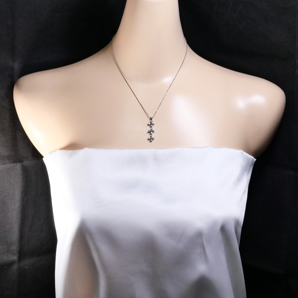 K18 18金 WG ホワイトゴールド ネックレス ジルコニア 約39cm ジュエリー 中古