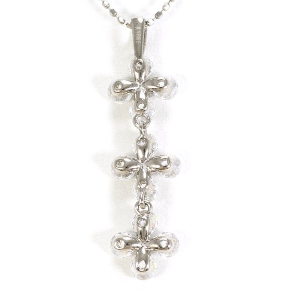 K18 18金 WG ホワイトゴールド ネックレス ジルコニア 約39cm ジュエリー 中古