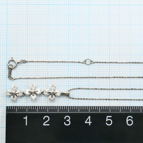 K18 18金 WG ホワイトゴールド ネックレス ジルコニア 約39cm ジュエリー 中古