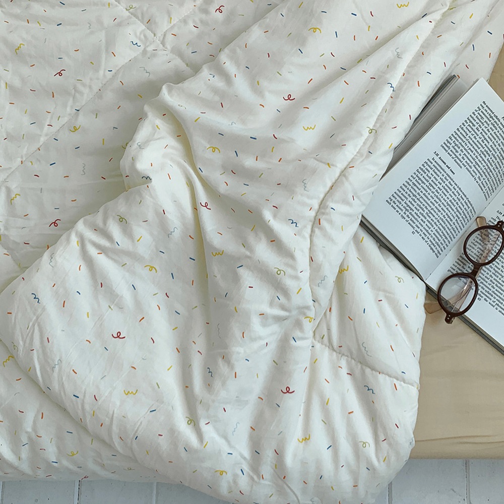 SPRINKLE 掛け布団 寝具 韓国インテリア 綿100% カラフル ラインパターン アイボリー 中綿入り SS/Qサイズ対応 SPRINKLE 掛け布団 寝具 韓国インテリア 綿100% カラフル ラインパターン アイボリー 中綿入り SS/Qサイズ対応
