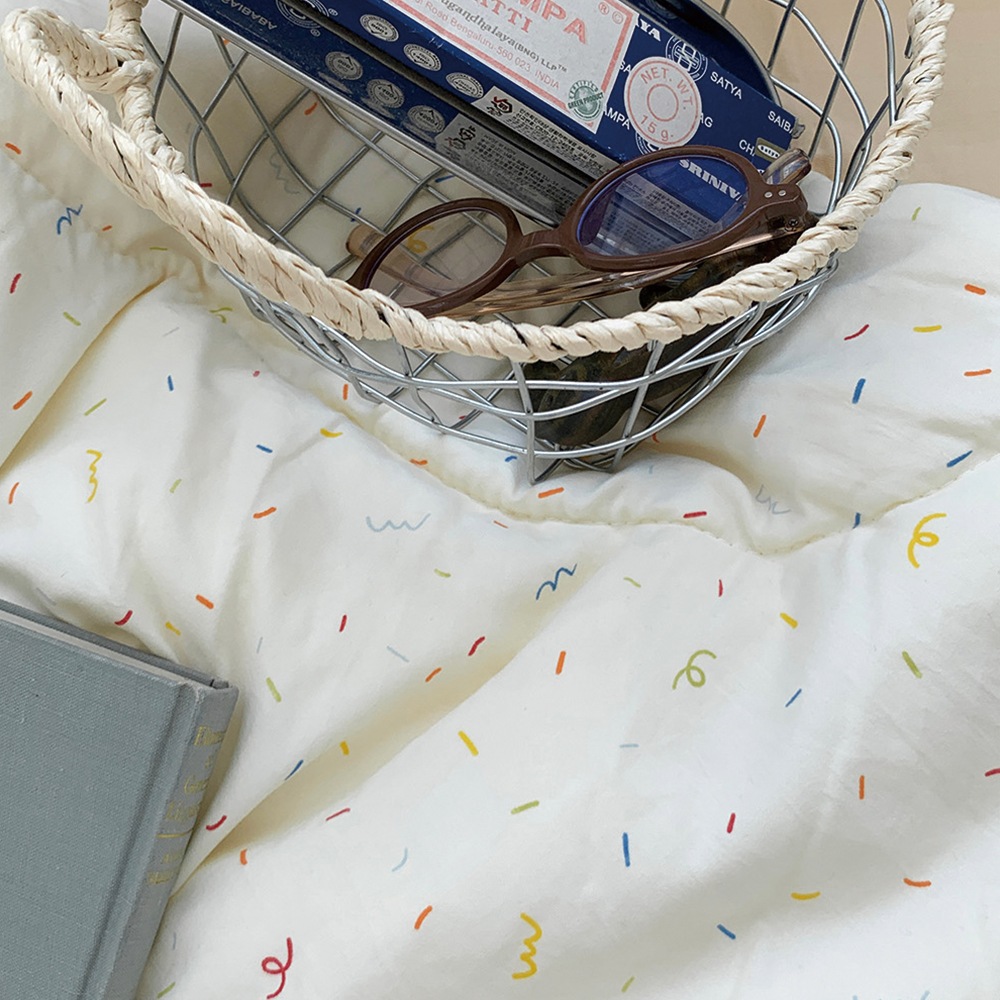 SPRINKLE 掛け布団 寝具 韓国インテリア 綿100% カラフル ラインパターン アイボリー 中綿入り SS/Qサイズ対応 SPRINKLE 掛け布団 寝具 韓国インテリア 綿100% カラフル ラインパターン アイボリー 中綿入り SS/Qサイズ対応