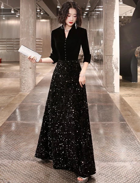イブニングドレス ブラック ハイエンドテール ロング丈パーティ パーティードレス イブニングドレス ブラック ハイエンドテール ロング丈パーティ