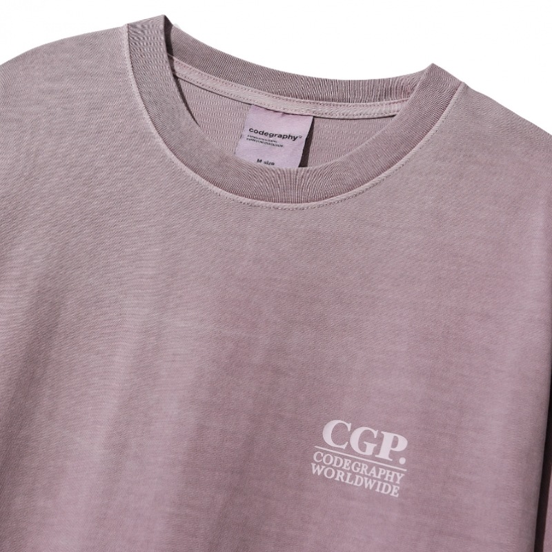 CODEGERY ピグメントスクエアロゴショートスリーブ Tシャツ_パープル