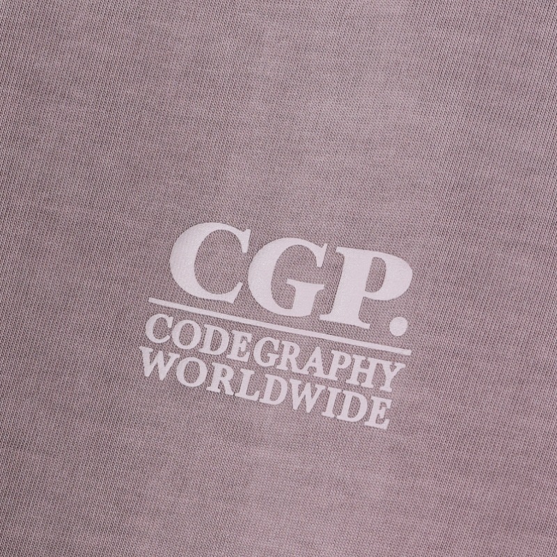CODEGERY ピグメントスクエアロゴショートスリーブ Tシャツ_パープル
