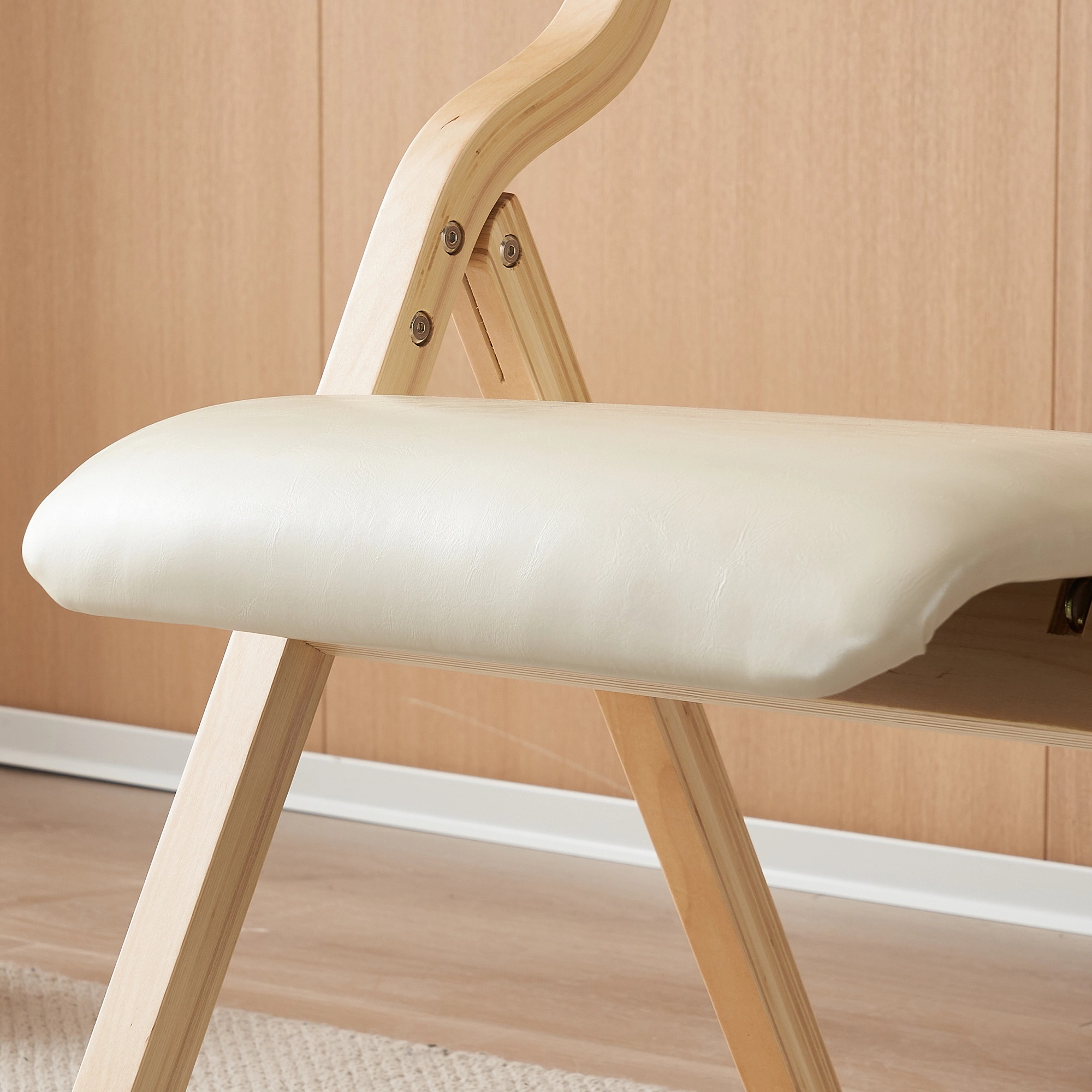 596ブル ダイニングチェア PU 木製 椅子 完成品 介護チェア イス 折りたたみチェア カバー洗える　7リビング