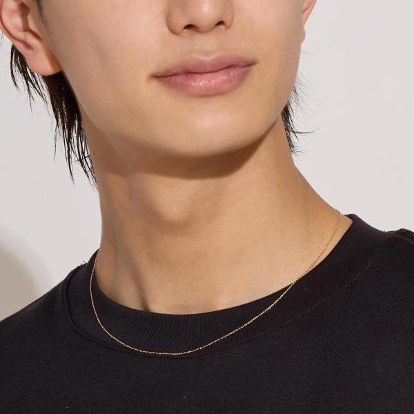 ネックレス チェーン 18金 最長45cm シャインカットあずき アズキ 幅0.8mm 約1.2g ゴールド K18 長さ調整可能 LCC