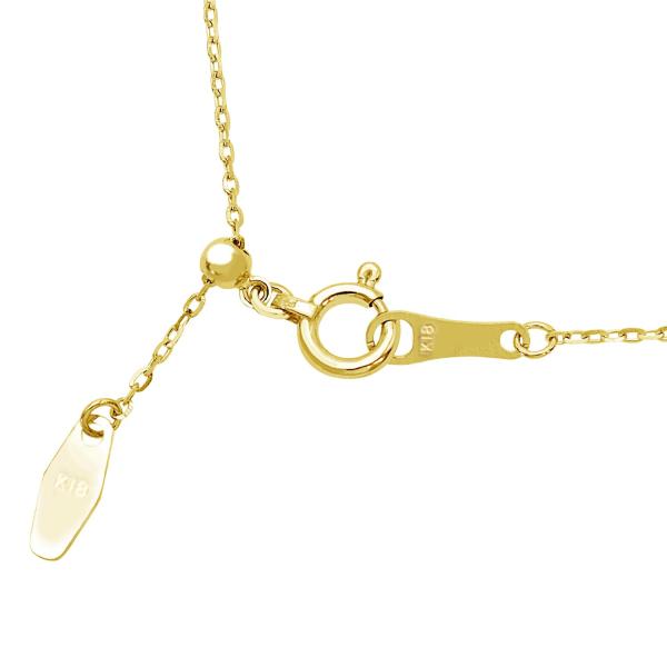 ネックレス チェーン 18金 最長45cm シャインカットあずき アズキ 幅0.8mm 約1.2g ゴールド K18 長さ調整可能 LCC