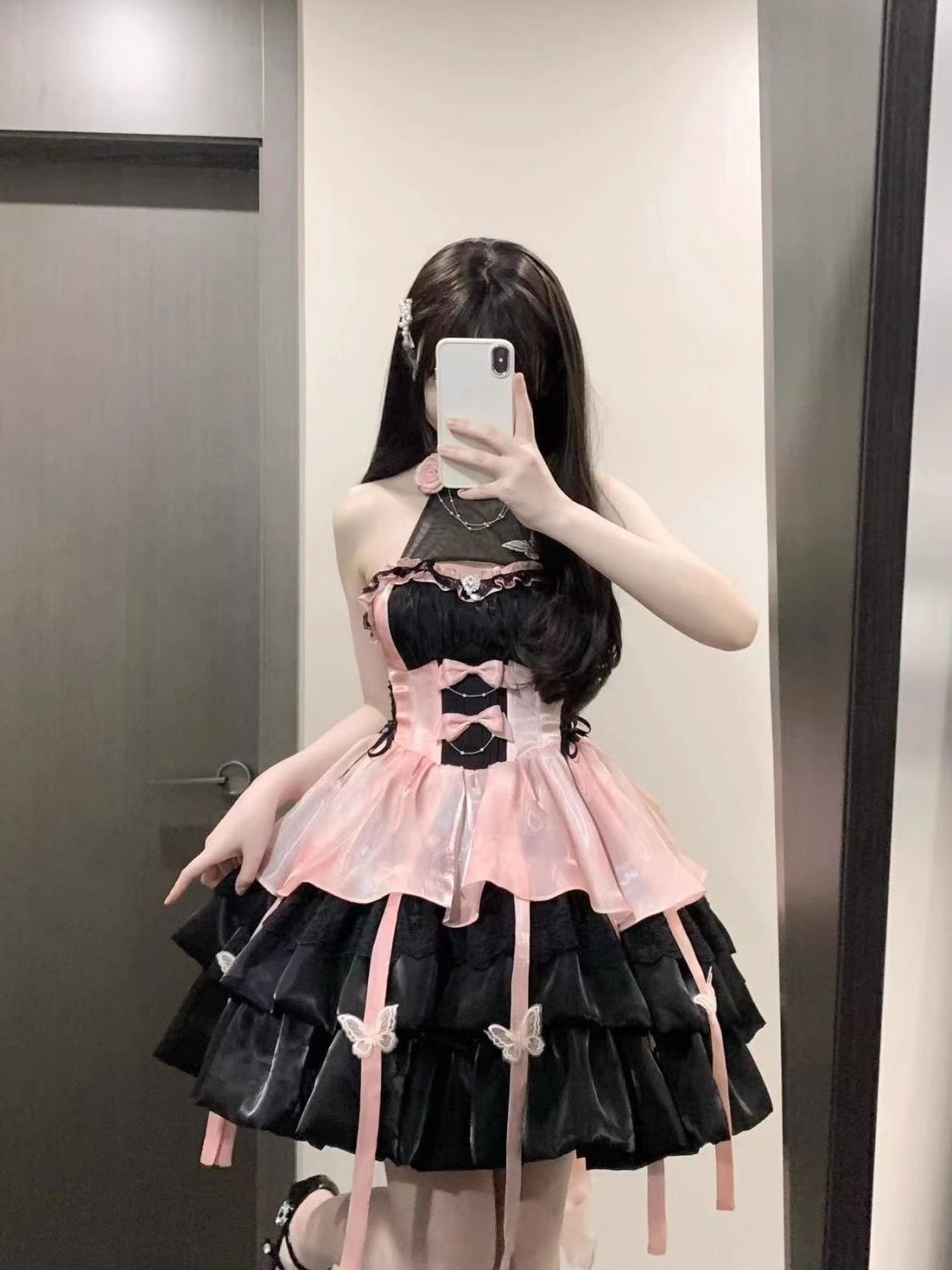 ロリータプリンセスドレスピュアラストスタイルサスペンダーホルターネックチュチュスカート