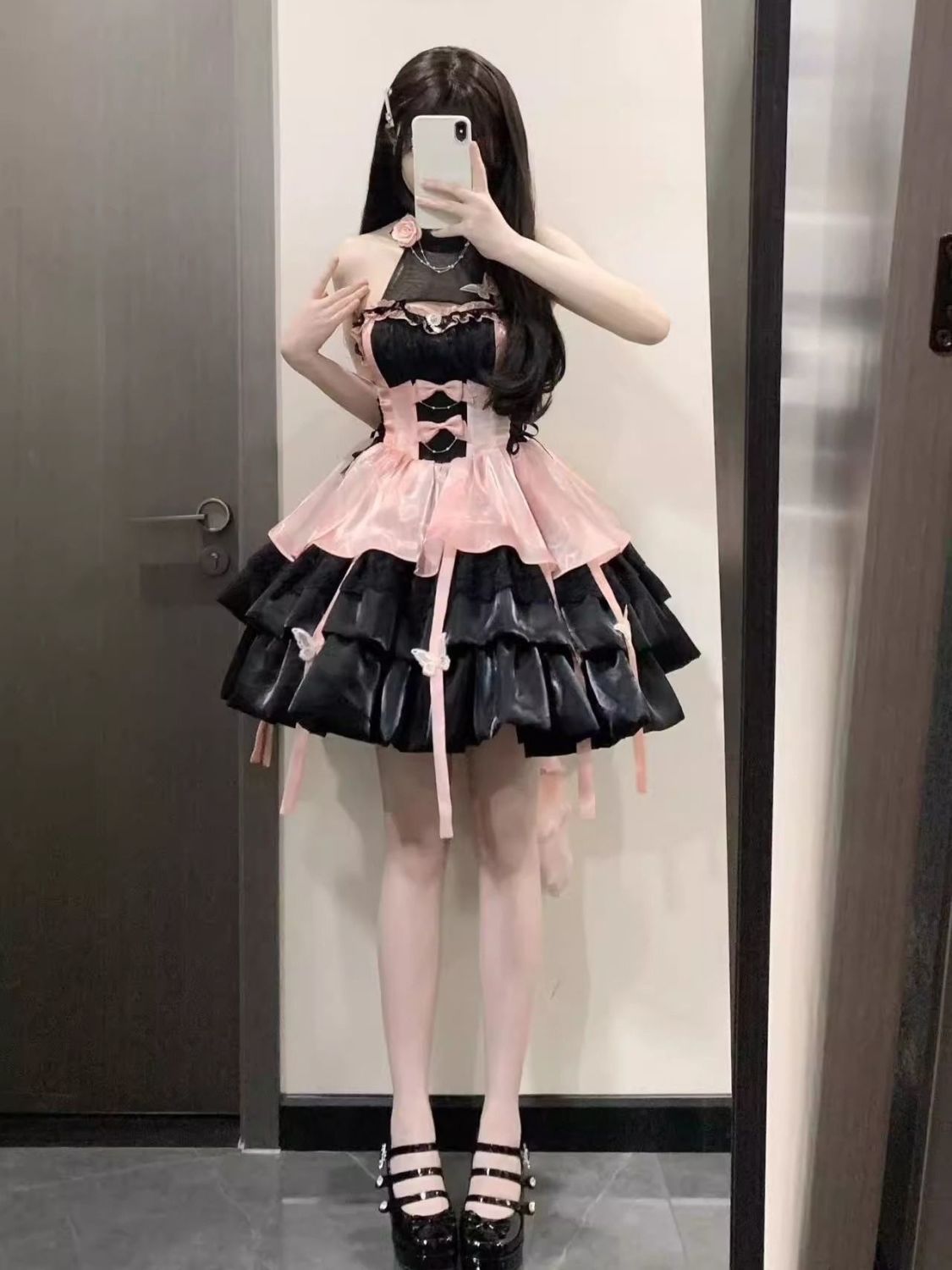 ロリータプリンセスドレスピュアラストスタイルサスペンダーホルターネックチュチュスカート