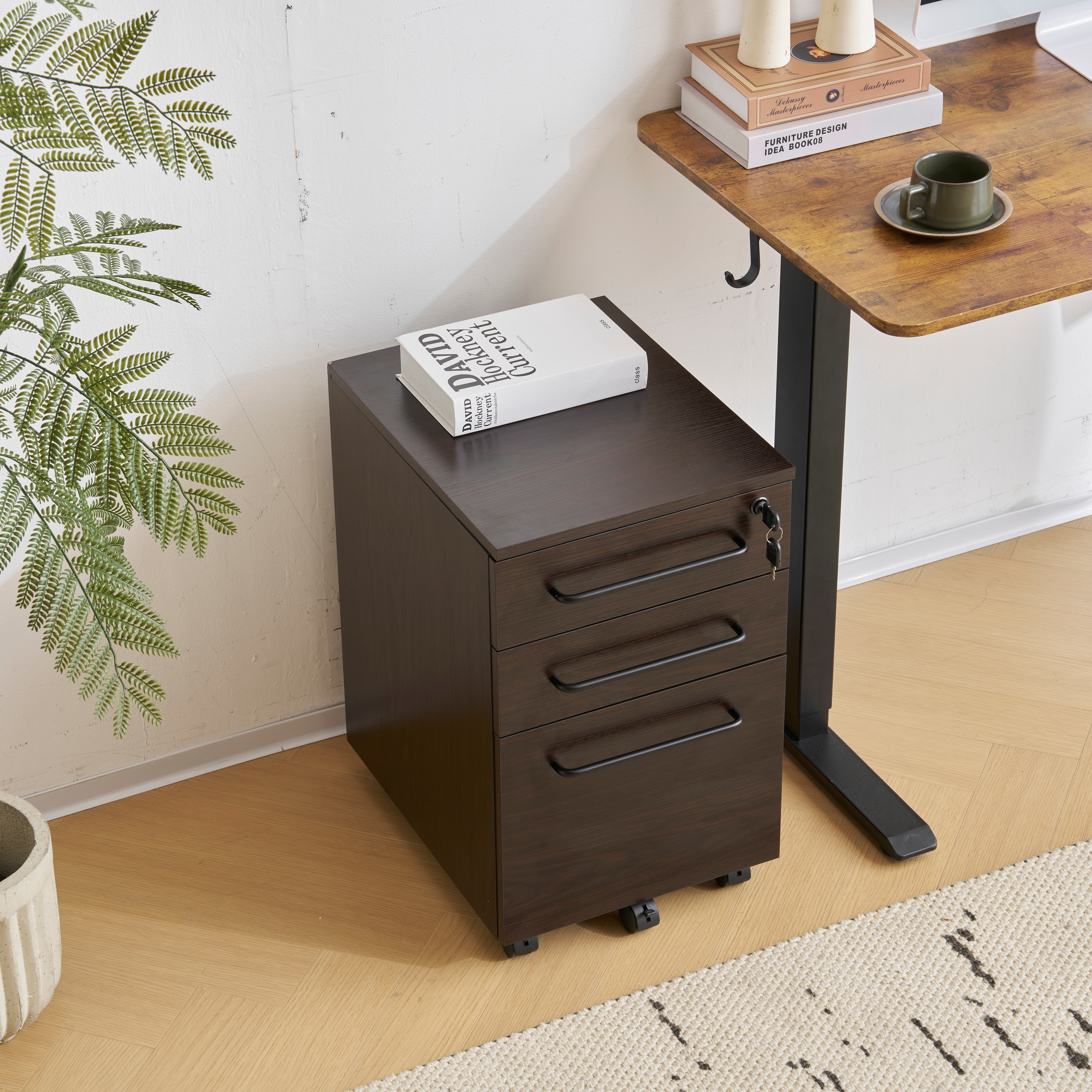 新品登場】デスクワゴン サイドワゴン ラック 鍵付き キャスター付き