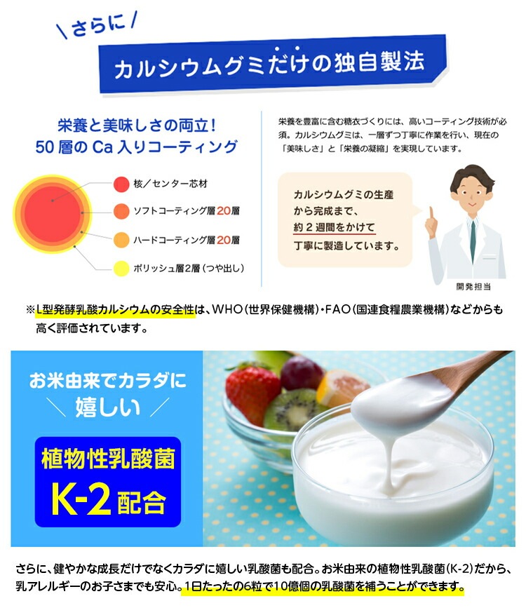 成長サプリ カルシウムグミFe グレープ味 2箱セット 60日分 伸び盛りの子供 身長 健康 小食 偏食に理想的な栄養補給 鉄分 BCAA 植物性乳酸菌プラス