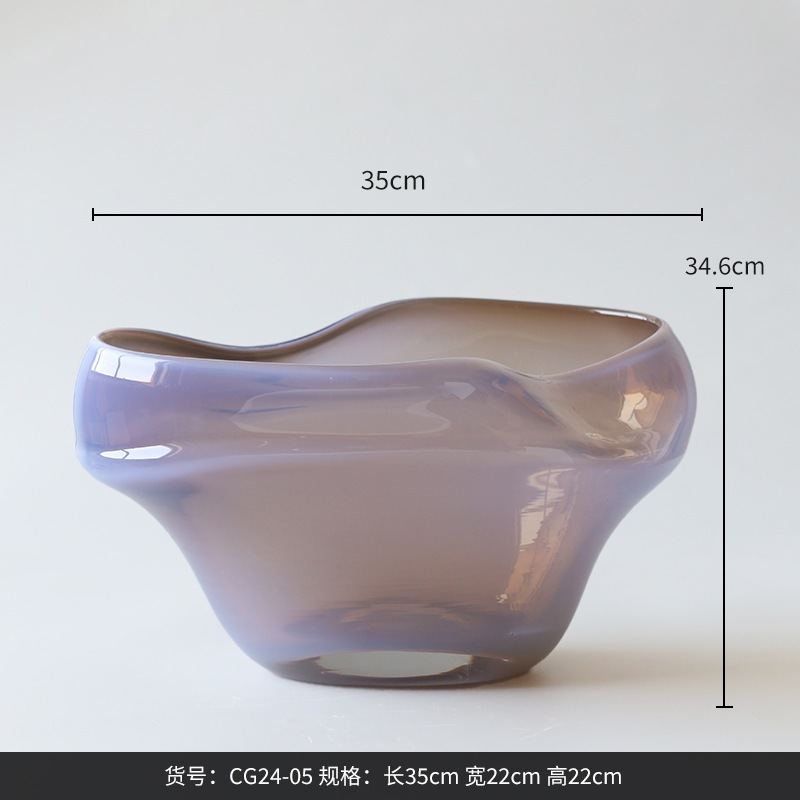 軽量高級感ガラス花瓶置物生け花水培養大落下花器瑠璃
