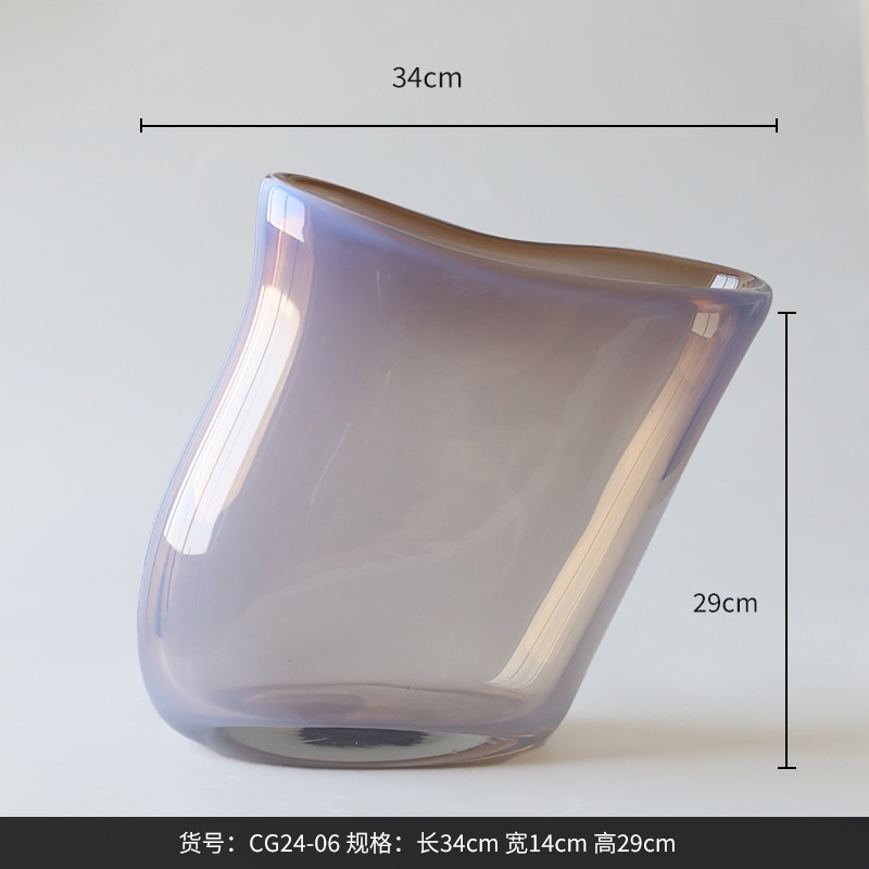 軽量高級感ガラス花瓶置物生け花水培養大落下花器瑠璃