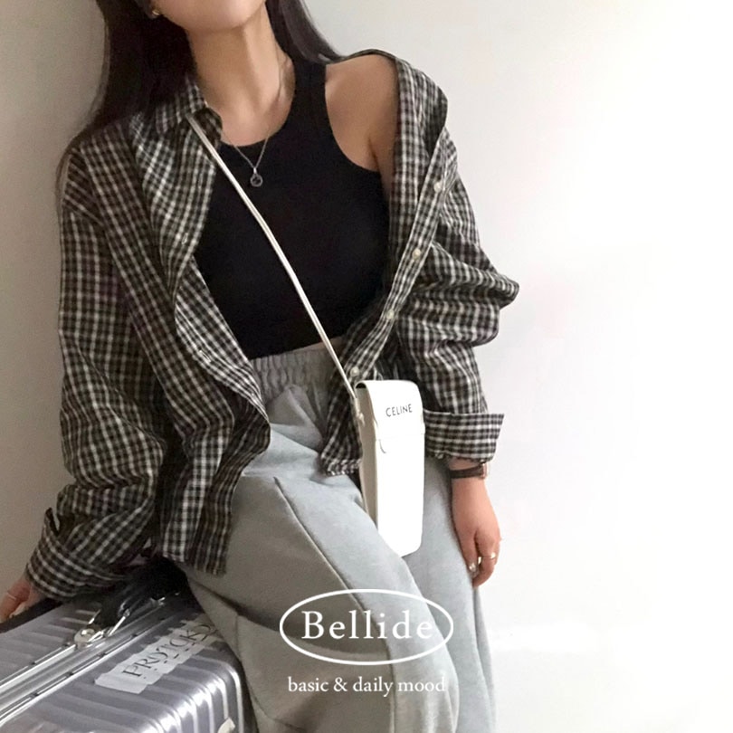[春新作] [BELLIDE MADE] カジュアルオーバーフィットチェックシャツ bs1161