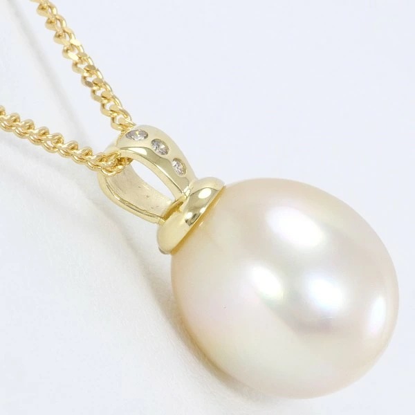 K18 18金 YG ネックレス パール(真珠) ダイヤ 0.03 ジュエリー 中古 K18 18金 YG ネックレス パール(真珠) ダイヤ 0.03 ジュエリー 中古