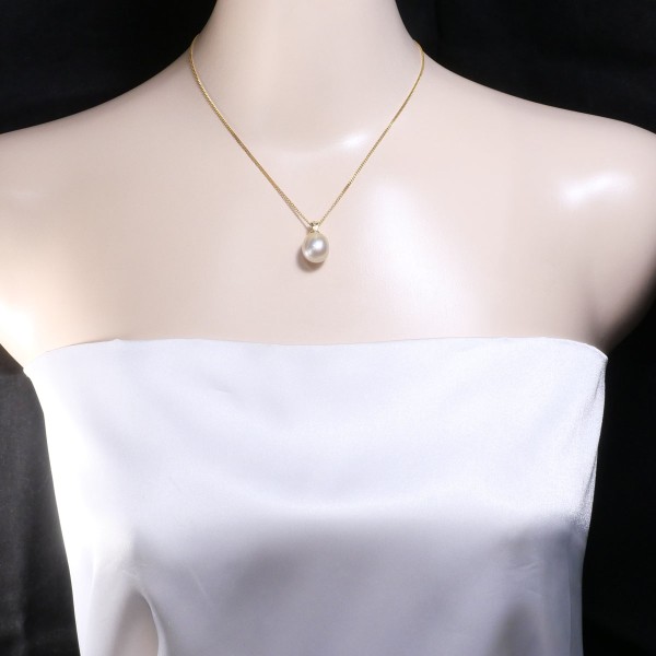 K18 18金 YG ネックレス パール(真珠) ダイヤ 0.03 ジュエリー 中古 K18 18金 YG ネックレス パール(真珠) ダイヤ 0.03 ジュエリー 中古