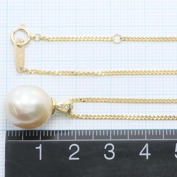 K18 18金 YG ネックレス パール(真珠) ダイヤ 0.03 ジュエリー 中古 K18 18金 YG ネックレス パール(真珠) ダイヤ 0.03 ジュエリー 中古