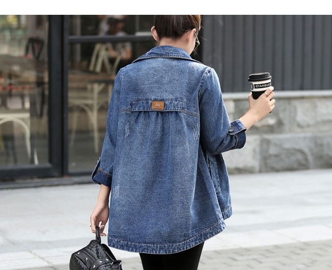レディース服 女性 ファッション コート アウター トレンチコート ショート丈 秋服 ダブルボタン ゆったり 大きいサイズ ストリート風 カジュアル デニム ダメージ加工 レディース服 女性 ファッション コート アウター トレンチコート ショート丈 秋服 ダブルボタン ゆったり 大きいサイズ ストリート風 カジュアル デニム ダメージ加工