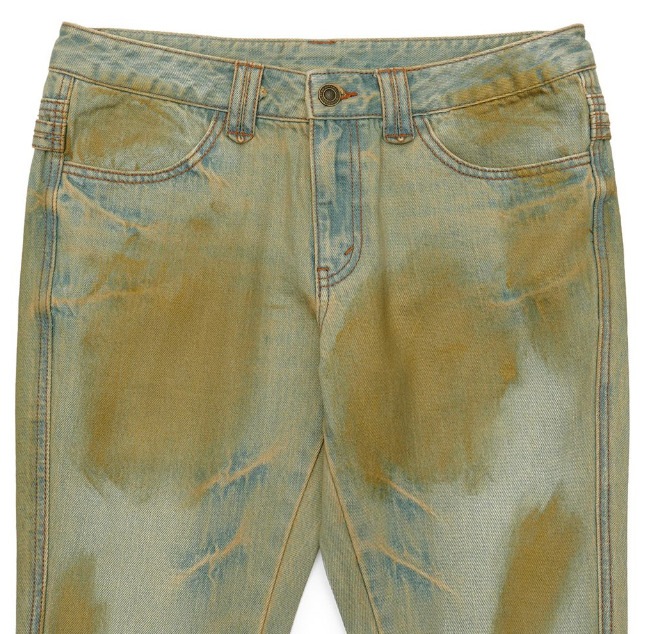 [韓国の人気商品] Metal Brushed Bootcut Denim Pants Khaki/Gold