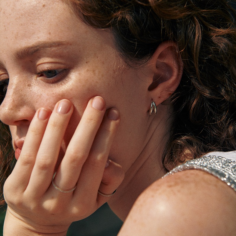 [925 silver] Deux.silver.194 / epais lien イヤリング