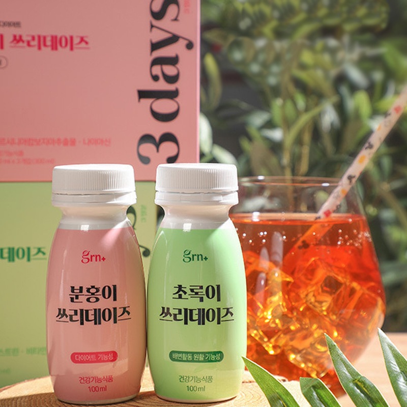 お試しセット とにかくお腹周りがかなりスッキリ Pink100ml x 3本&Green100ml x 3本 ドリンクタイプのダイエット健康機能食品 pink3days green3days
