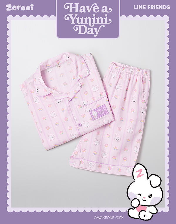SPAO zeroni LINE FRIENDS 半袖 パジャマ(LIGHT PINK) セール】ヒアルロン酸加工ロゴ刺繍 半袖半ズボンパジャマ ピンク