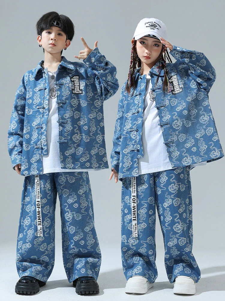 子供の中国風の街のダンスの演出服の子供の個性のジャズのダンスの演出服の男の子のヒップホップの国の潮のカウボーイのスーツ