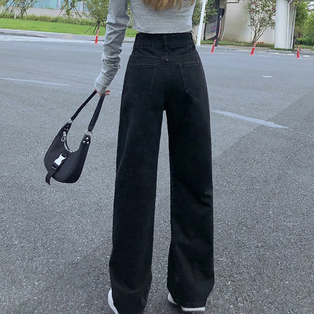 国内即納 ストレートデニムパンツ セミワイドパンツ 86YIFANGE-011